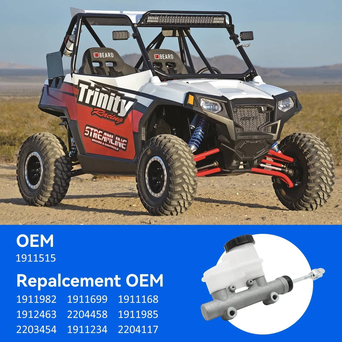 Off-road UTV with replacement brake master cylinder shown in product listing
