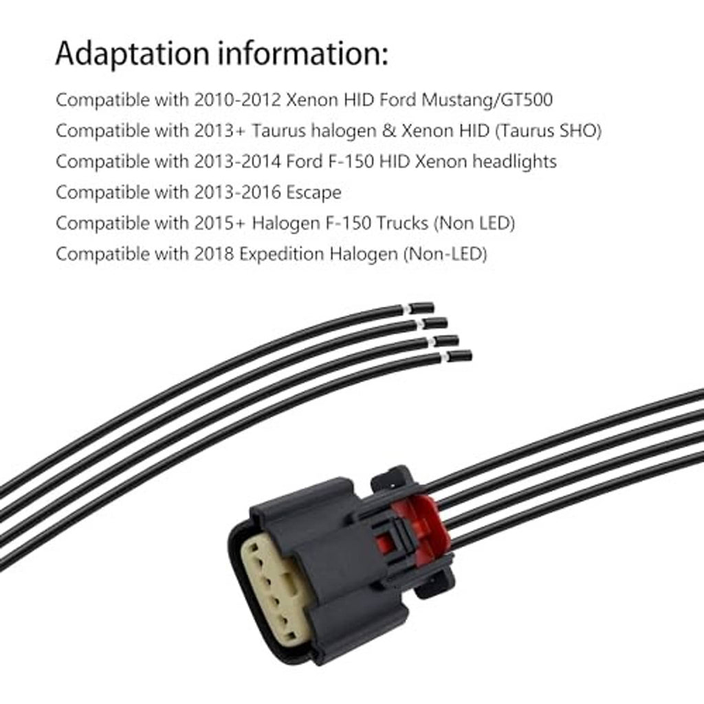 4-wire headlight connector pigtail adapter harness plug with four-wire lead set