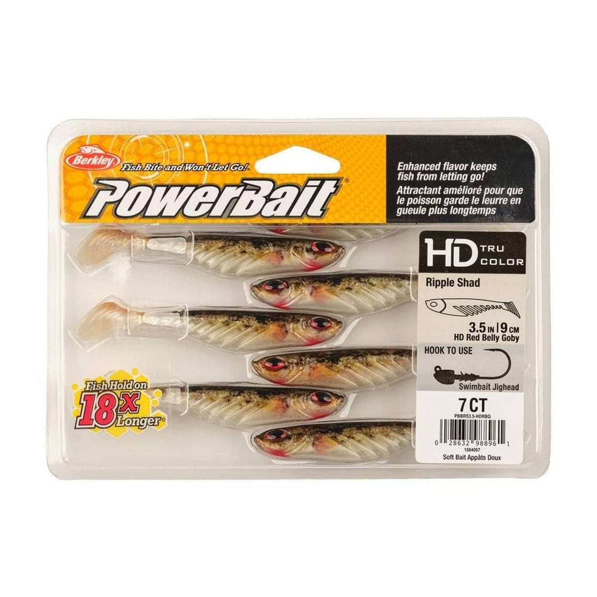 Berkley PowerBait HD Red Belly Goby soft plastic lure blister pack, 7 count