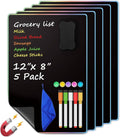 5-pack magnetic black dry erase boards with grocery list, markers, and cleaning cloth