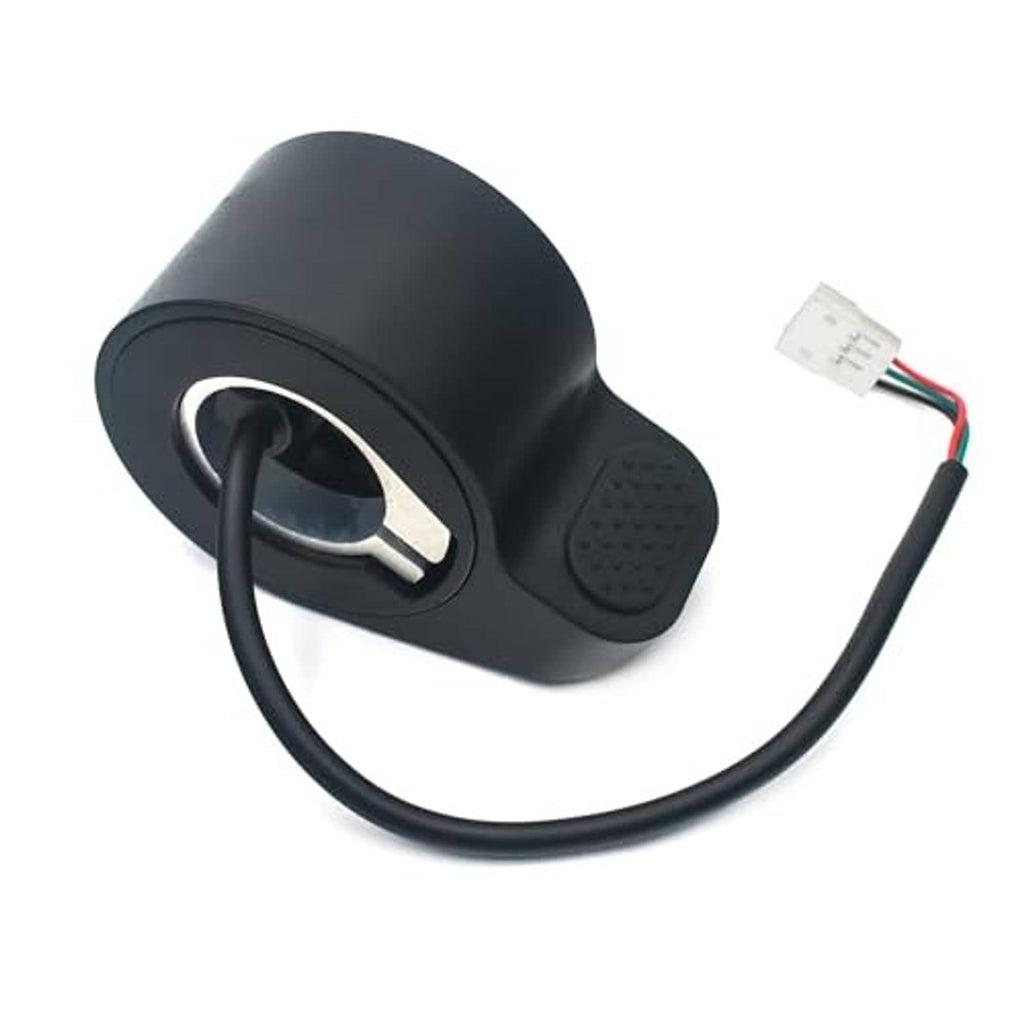 Electric scooter thumb throttle accelerator, black grip body with attached wiring