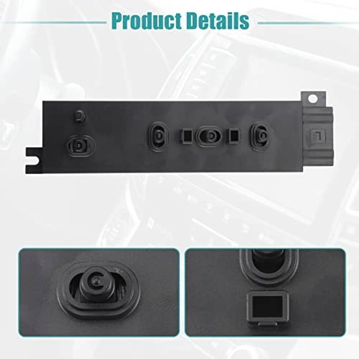 Power seat switch module face with circular dial and button cluster, black