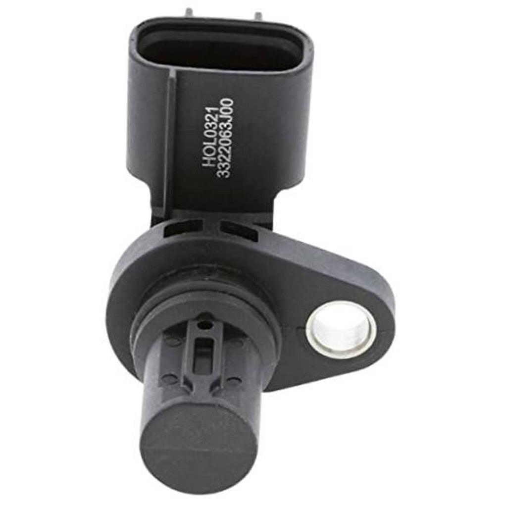 Camshaft position sensor with gray plastic body and metal mounting tab