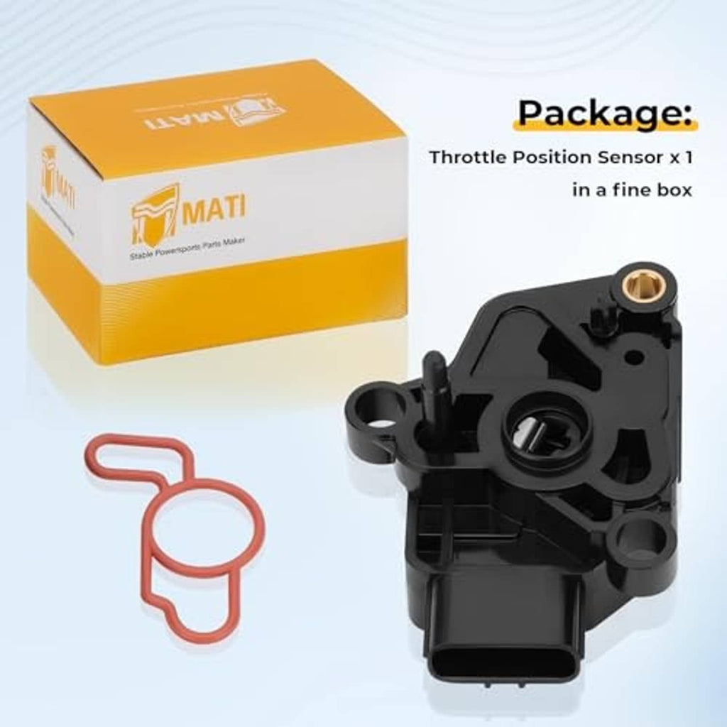 Throttle position sensor with red gasket seal, pictured with retail package box
