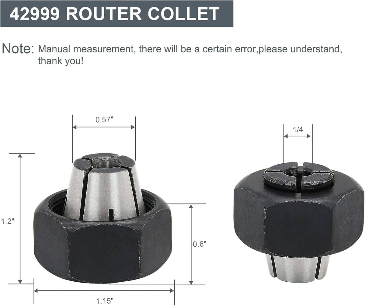 1/4-inch router collet with black housing and silver collet insert