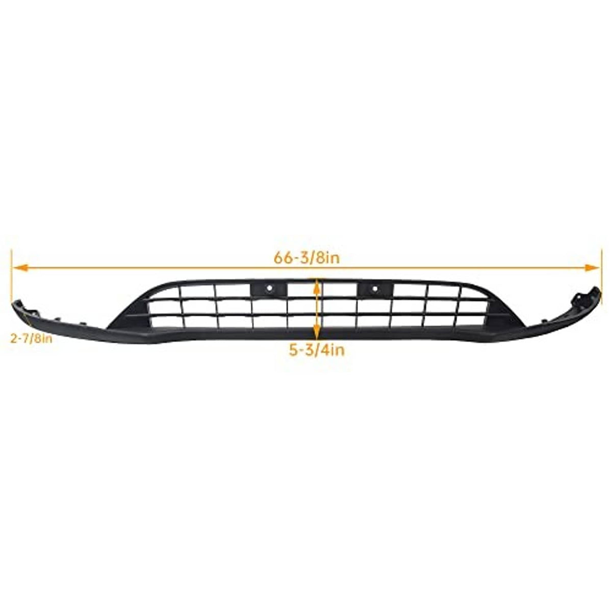 Front bumper lower grill insert, black mesh grille with measured dimensions detail