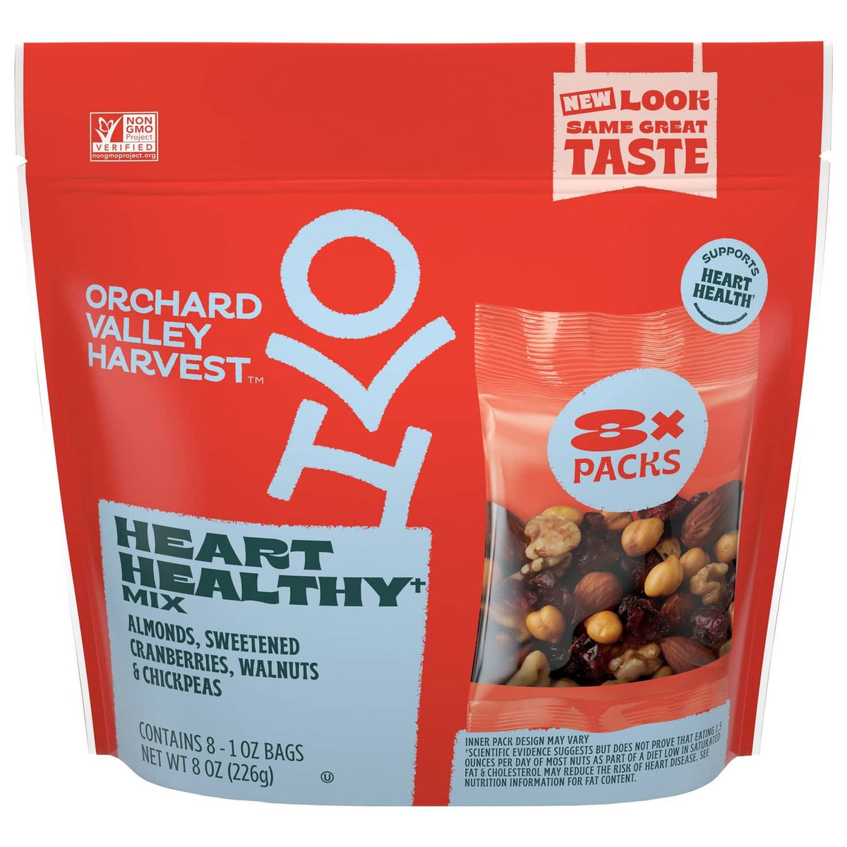 Red Orchard Valley Harvest Heart Healthy Mix 3 packs pouch with nut mix illustration