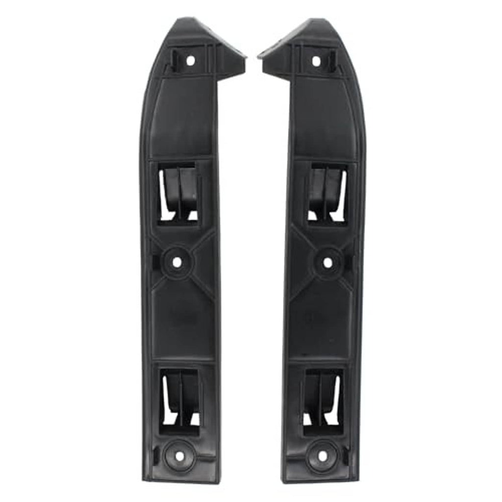 VW bumper guide mount bracket filler support, black plastic pair with side clips and holes