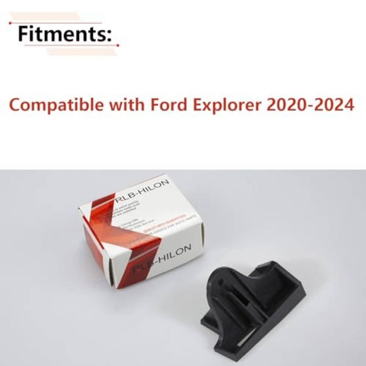 Black plastic driver-side seat trim bracket next to packaging box