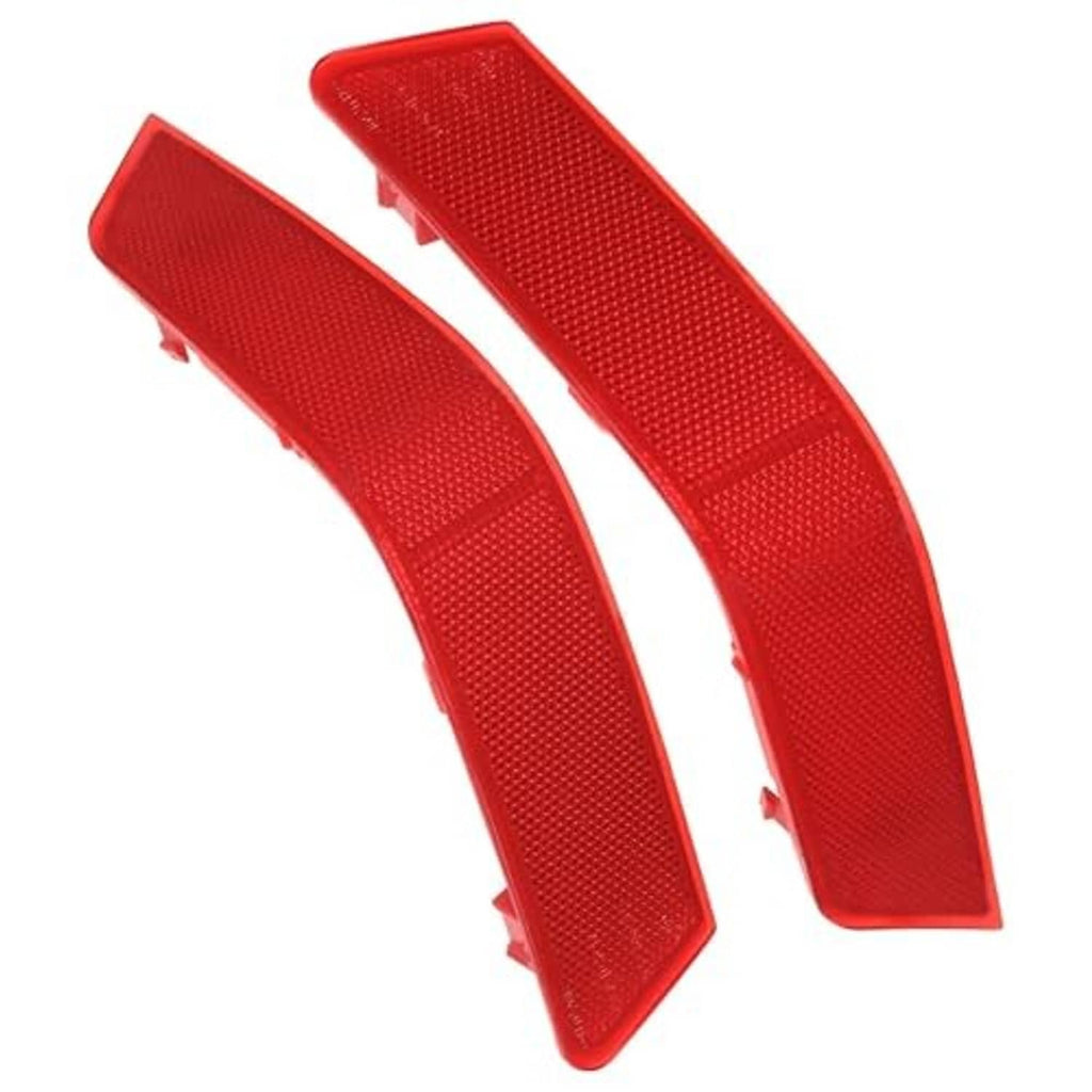 Red rear bumper reflector inserts, curved left and right two-piece covers
