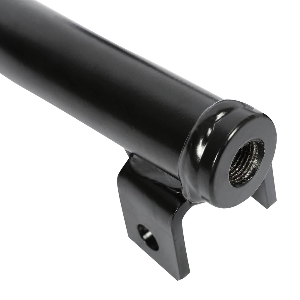 Black A-arm pivot end with threaded nut and mounting plate