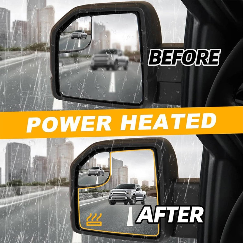 Power heated passenger side mirror with clear glass and black housing, replacement