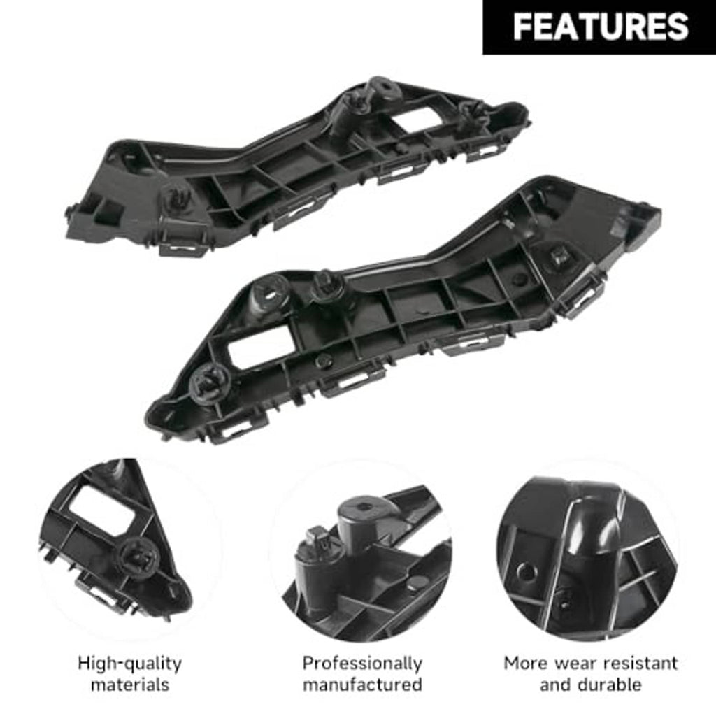 Black front bumper bracket mounts set with molded housings and connection hardware