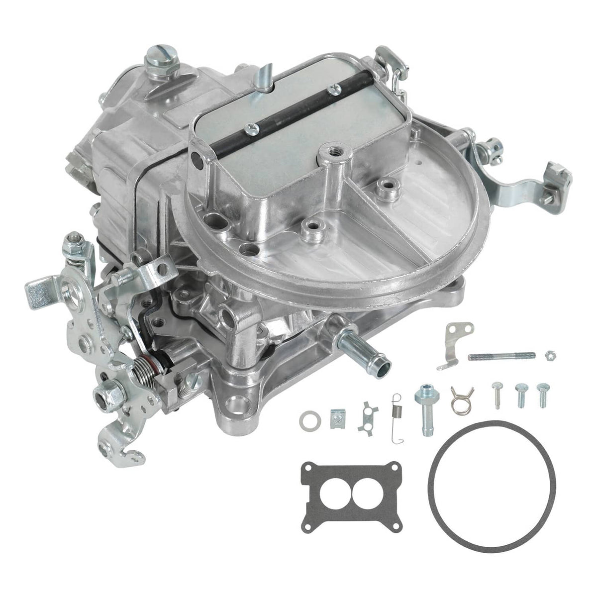 500 CFM 2-barrel carburetor with manual choke, aluminum housing and mounting brackets