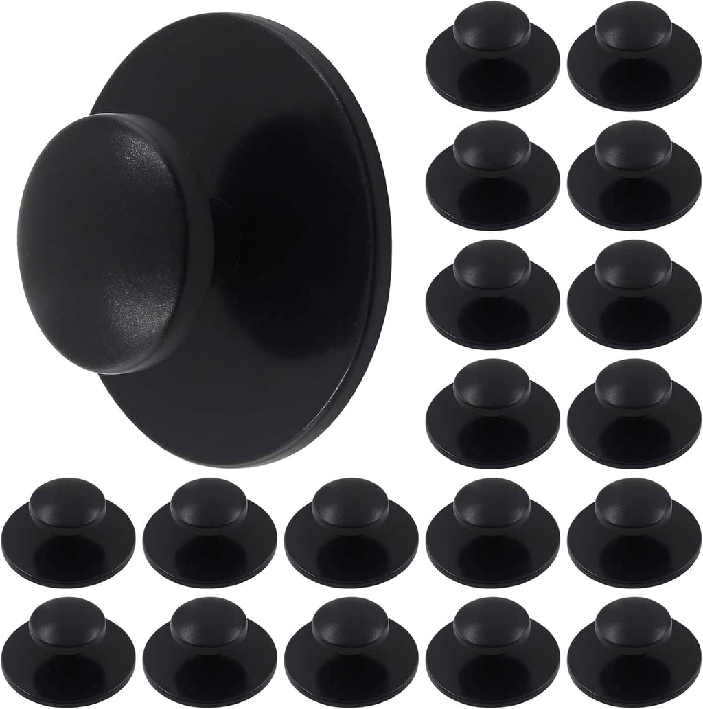 Matte black round self-stick cabinet knobs, set of adhesive dresser pulls