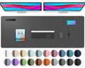 Gray desk pad protector for office desks, long rectangular mat for keyboard and mouse