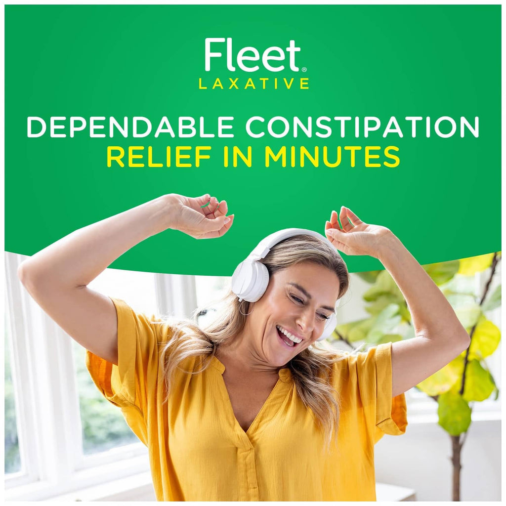 Fleet Laxative dependable constipation relief in minutes promotional card with woman