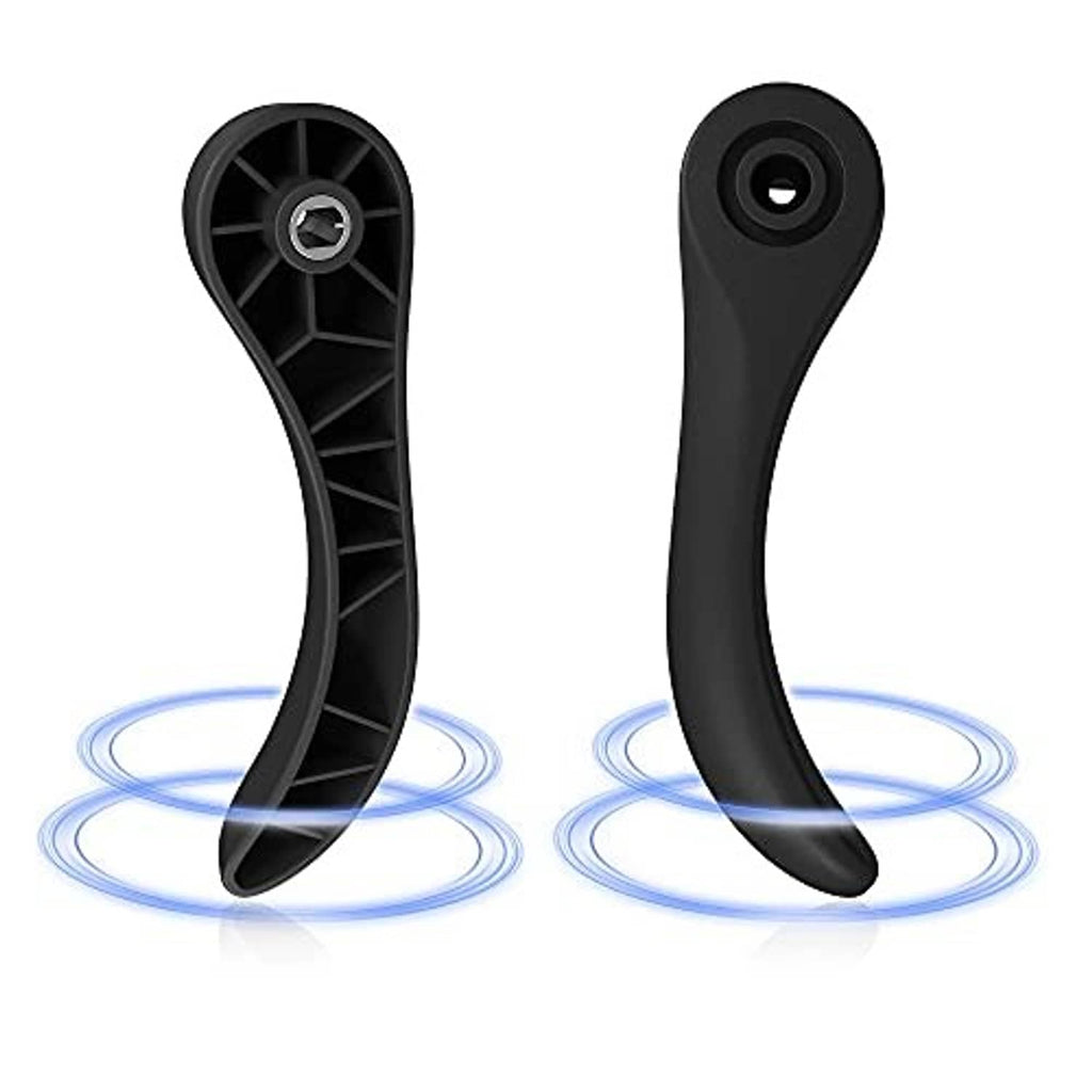 Black recliner release handle underside with internal ribs and hex mounting nut