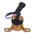 Starter solenoid relay with black connector, copper terminals, and rainbow mounting bracket