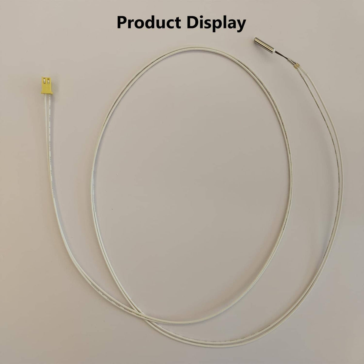 3D printer heater and thermistor cables with white wiring and yellow connector
