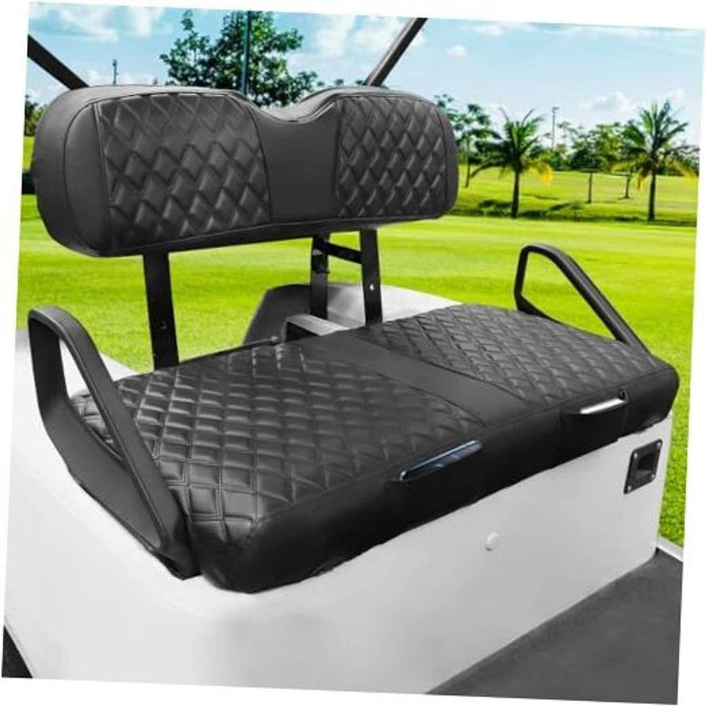 Black diamond-quilted front seat cover set with contoured backrest and seat cushion