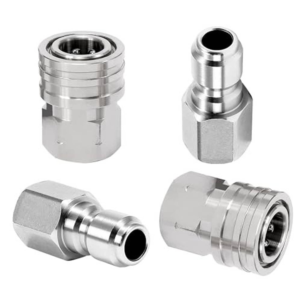 Stainless steel quick-connect adapters with two coupler ends and hex connector body