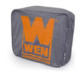 Gray weatherproof inverter generator cover with WEN logo and WENPRODUCTS.COM text