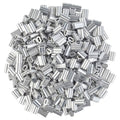 Aluminum crimp loop cable ferrules, bulk pack of shiny sleeve connectors