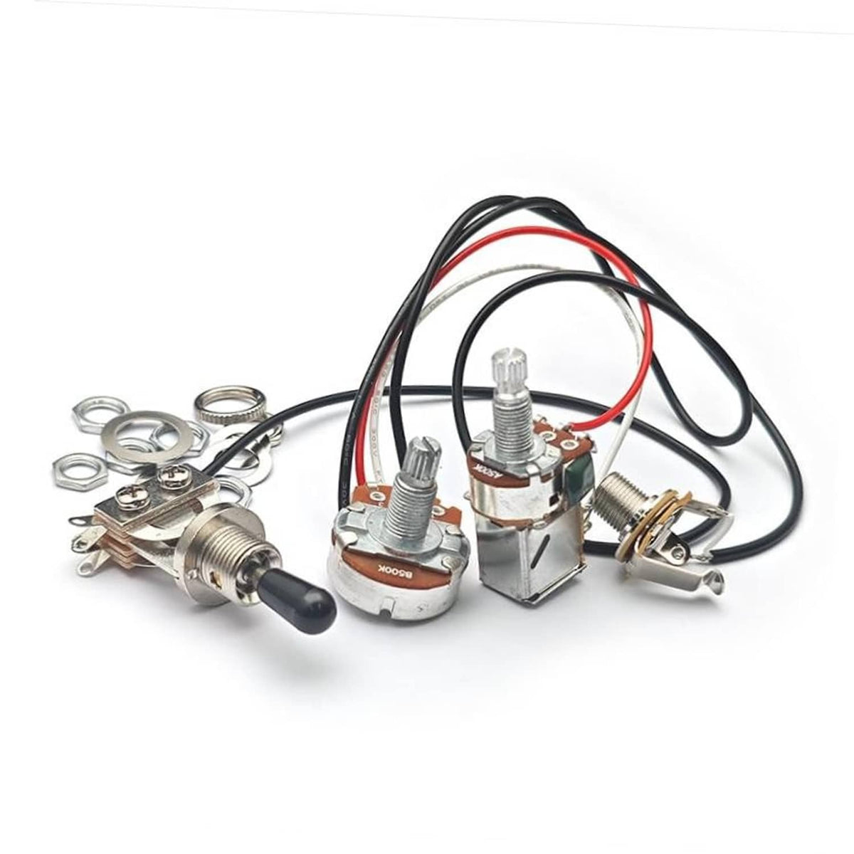 Guitar wiring harness with three potentiometers, push-pull switch, and 3-way terminals