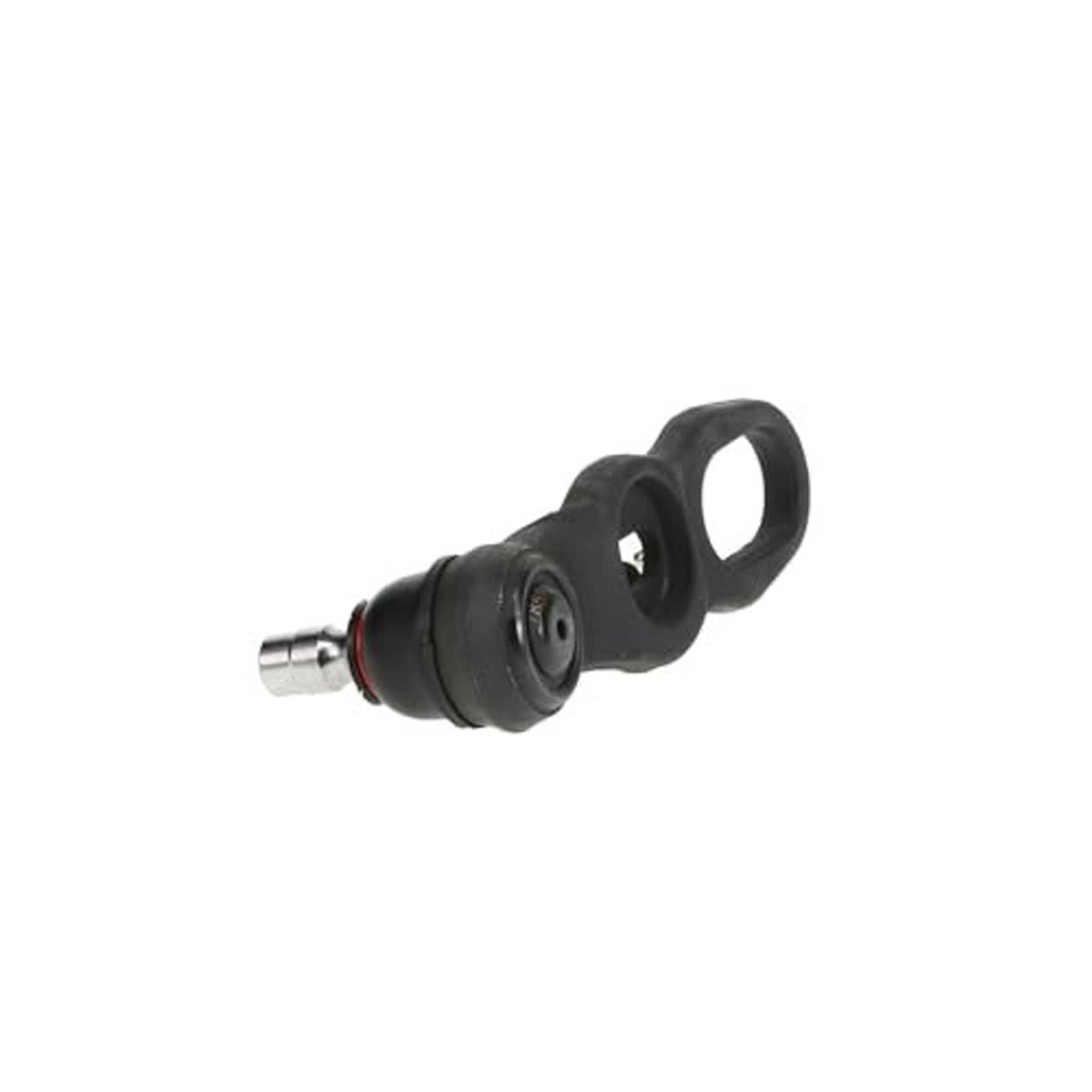 Black suspension ball joint with metal shaft, red seal ring, and rubber boot