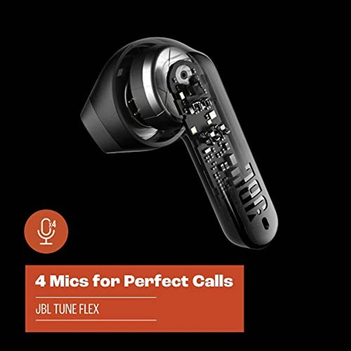 Black JBL true wireless earbud shown open, revealing internal components