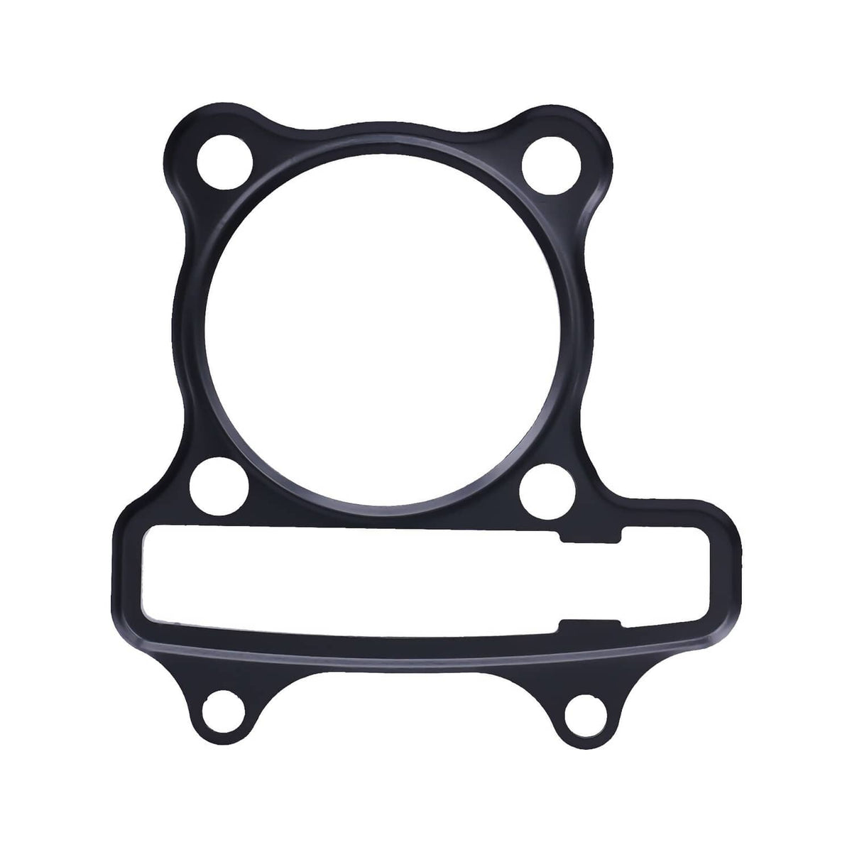 Cylinder gasket set: single large black gasket with mounting holes and cutout channel