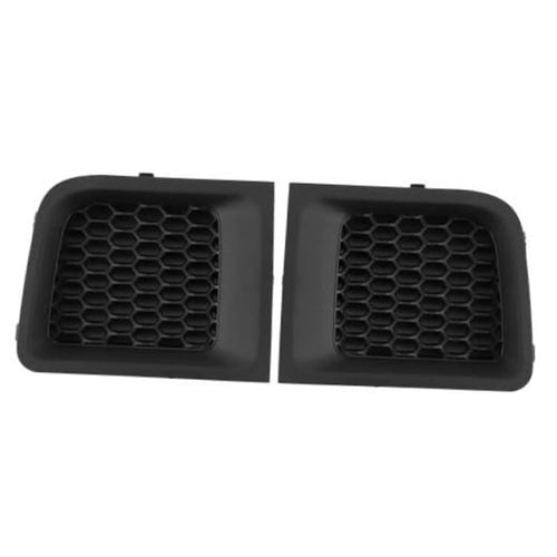 Pair of black front lower bumper grille inserts with hex honeycomb mesh openings