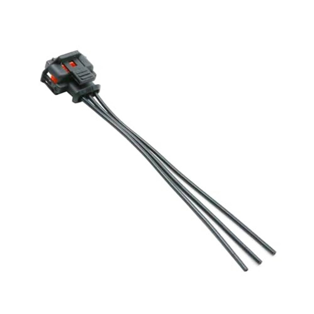 Throttle sensor connector wiring harness, small black plug with orange insert, two black leads