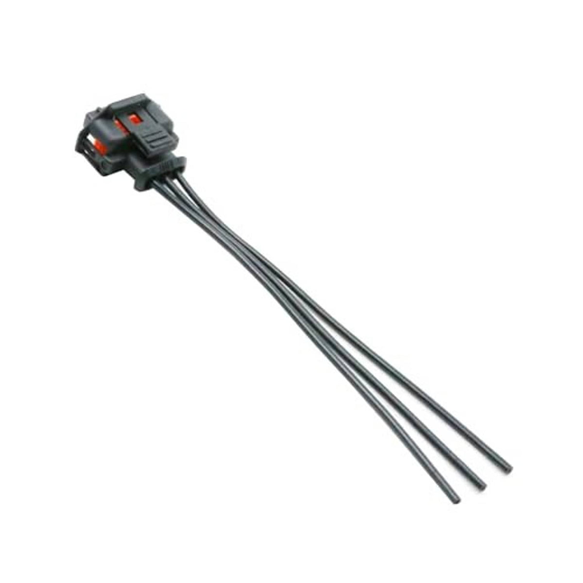 Throttle sensor connector wiring harness, small black plug with orange insert, two black leads