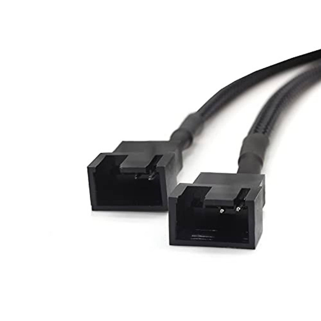 Close-up of SATA-to-dual 2-pin PC fan power adapter connectors
