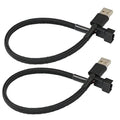 Set of two black braided USB-A to 3/4-pin PWM fan adapter cables