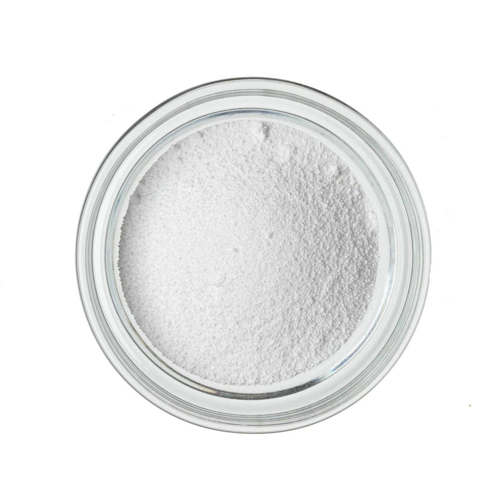 Bowl of fine white sorbitol powder for sweetening.