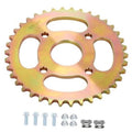 Rainbow gold 38-tooth bicycle sprocket with 40mm bore and mounting holes