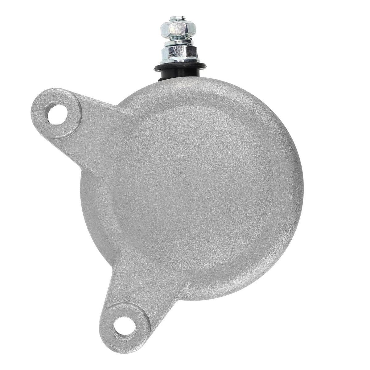 ATV starter motor solenoid cover with two mounting holes and cable connection terminal