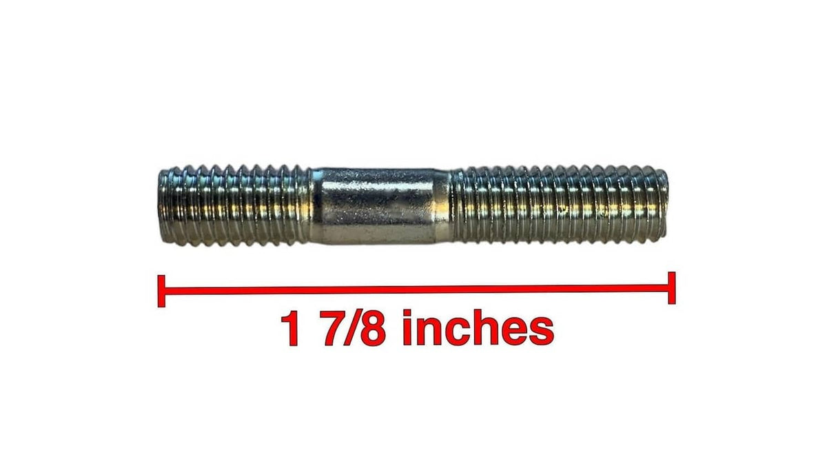 Exhaust stud bolt with 1 7/8 in length, metallic finish