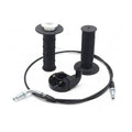 Throttle handle and grip cable set with two black rubber grips and control housing
