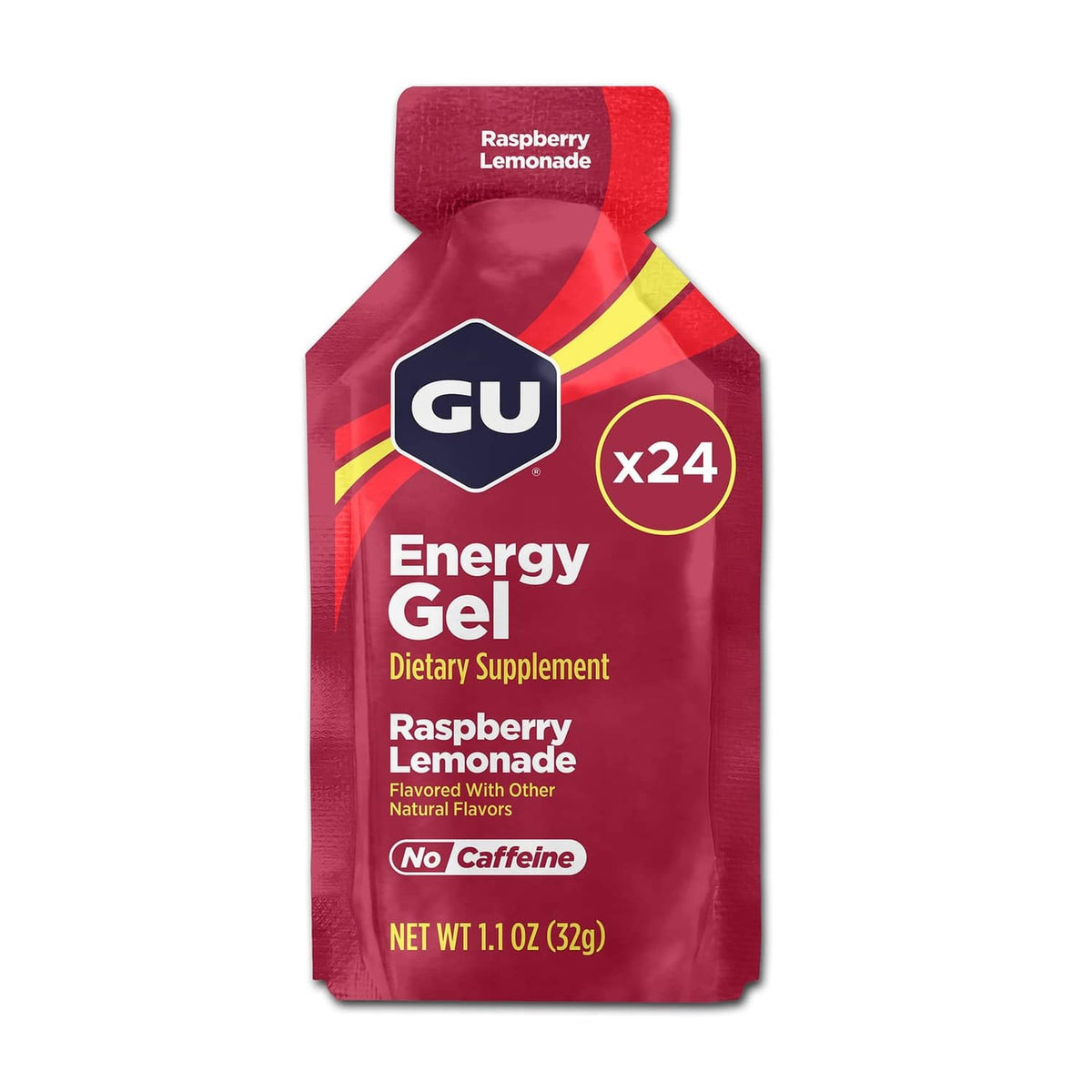 GU Energy Gel packet, Raspberry Lemonade, no caffeine, NET WT 1.1 oz (32g)