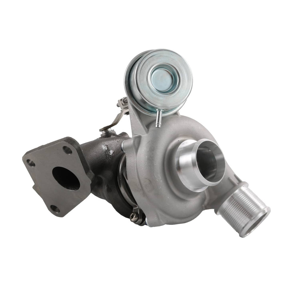 Turbocharger assembly with compressor inlet and v-band flange