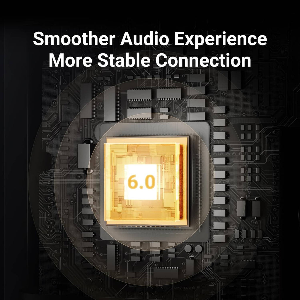Bluetooth 6.0 connectivity microchip graphic for aux receiver