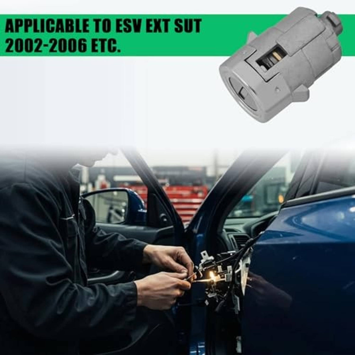 Gray door lock cylinder set with two keys for vehicle door lock replacement