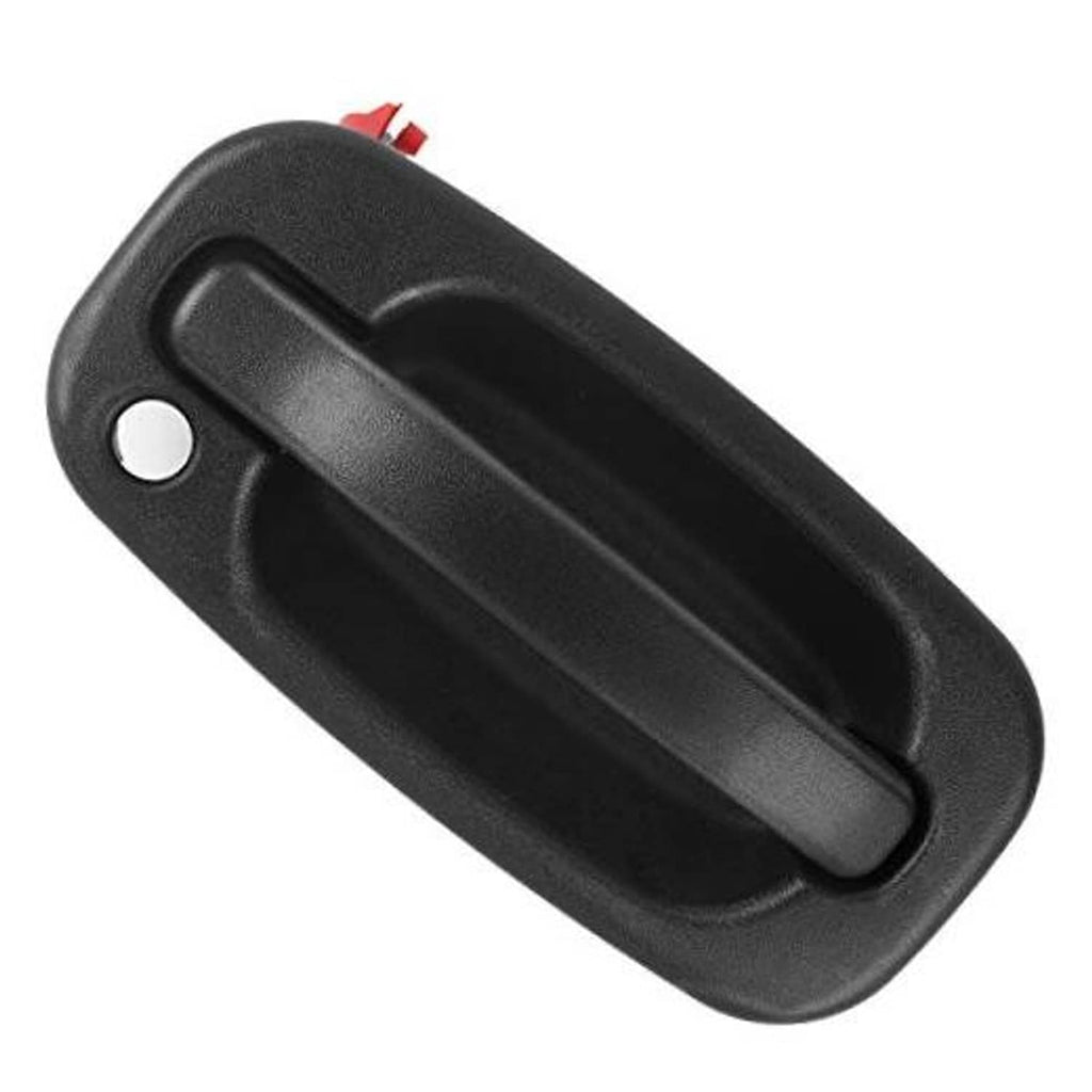 Front exterior door handle, black plastic with oval recessed grip
