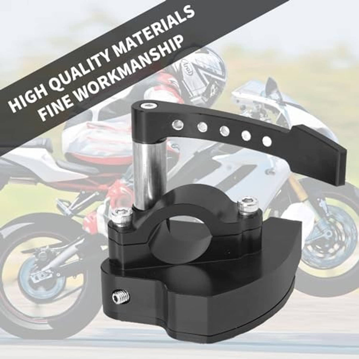 Black throttle thumb controller with multi-bolt lever plate and silver mounting stem