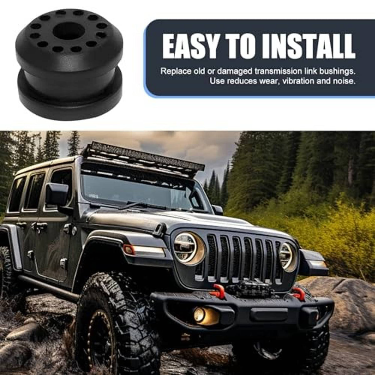 Black shifter linkage bushing set, rounded top with circular hole pattern
