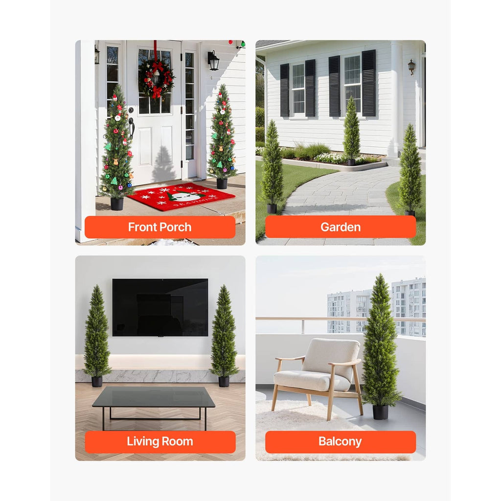 Artificial cedar trees in black pots for front porch, garden, living room, balcony